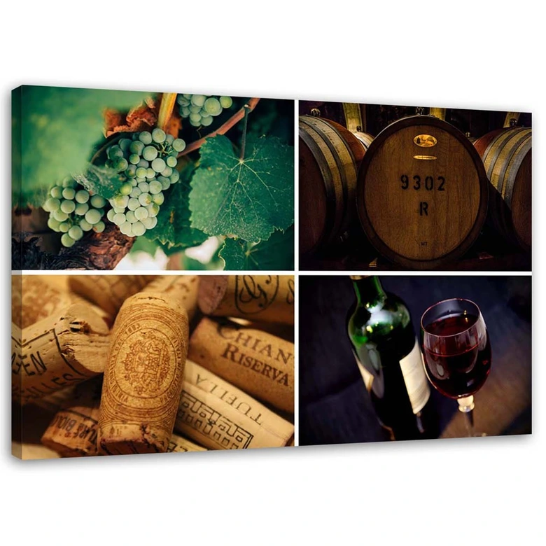 Leinwandbild, Wein und Trauben 