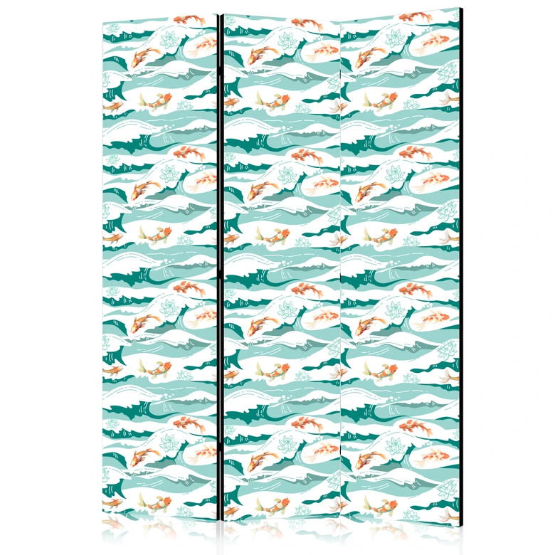Paravent, Raumteiler freistehend, Trennwand - Fish Leaping Above the Waves 