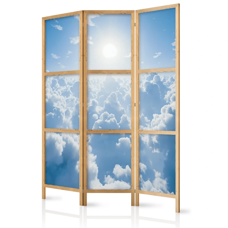 Japanischer Paravent, Raumteiler freistehend, Trennwand - Heavenly Calm: Warm Rays of the Sun 