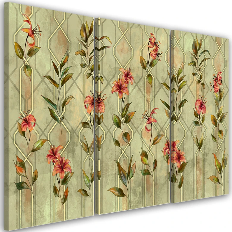 Leinwandbild 3 teilig, Lilia gelbe Blume 
