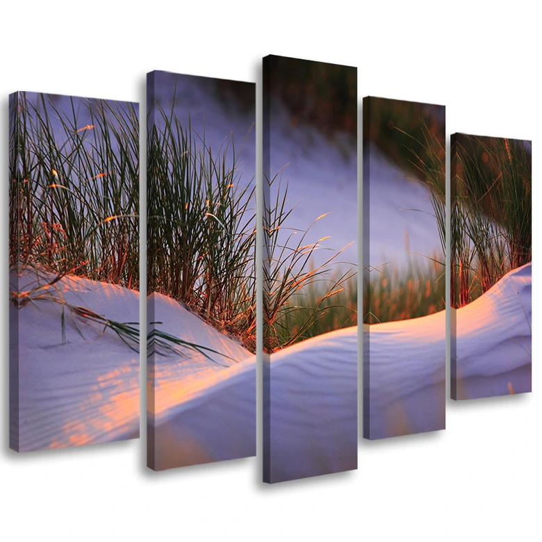 Leinwandbild 5 teilig, Strand Meer Sand Sonne 
