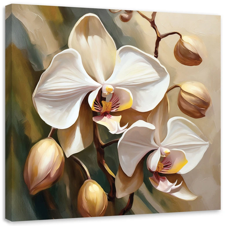 Leinwandbild Beige gemalte Orchidee 