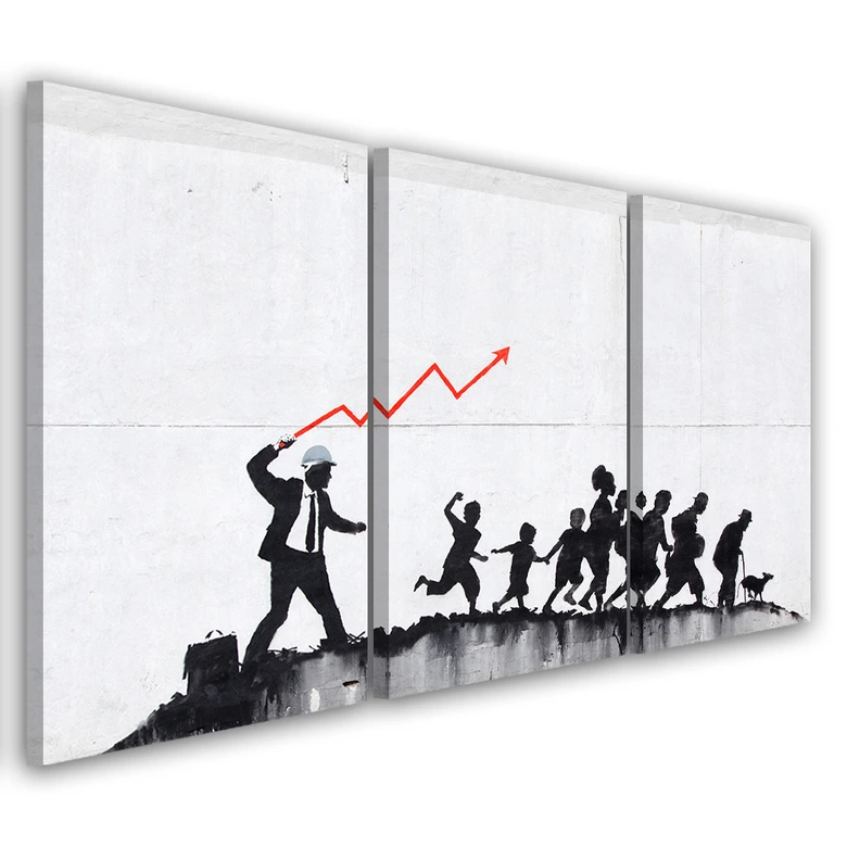 Leinwandbild 3-teilig, Wandmalerei Banksy Graffiti 