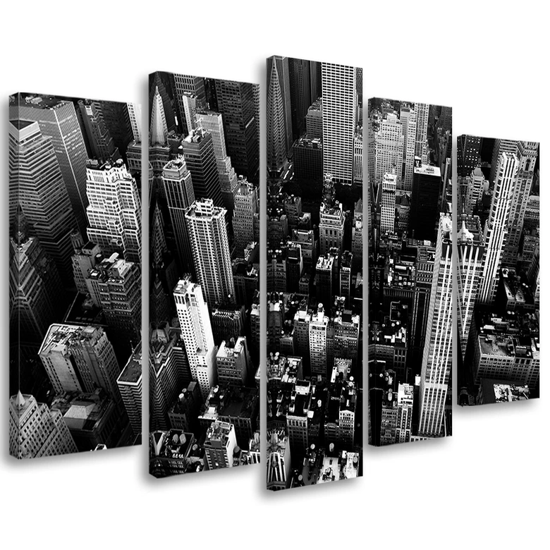 Leinwandbild 5 teilig, New York City Schwarz und Weiß USA 