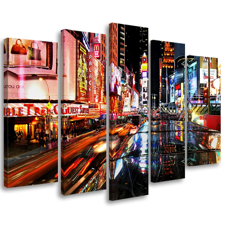 Leinwandbild 5 teilig, Times Square New York Stadt Nacgt 