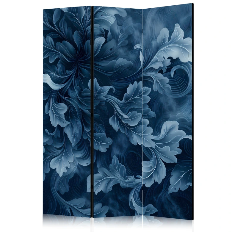 Paravent, Raumteiler freistehend, Trennwand - Abstract Ornaments - Dark Blue Victorian Leaves 