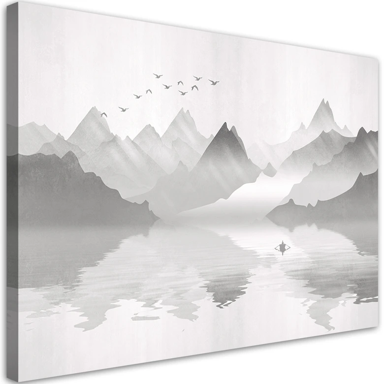 Leinwandbild, Berge auf See Abstraktion 