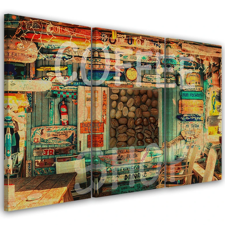 3-delige canvas print, coffeeshop abstract 