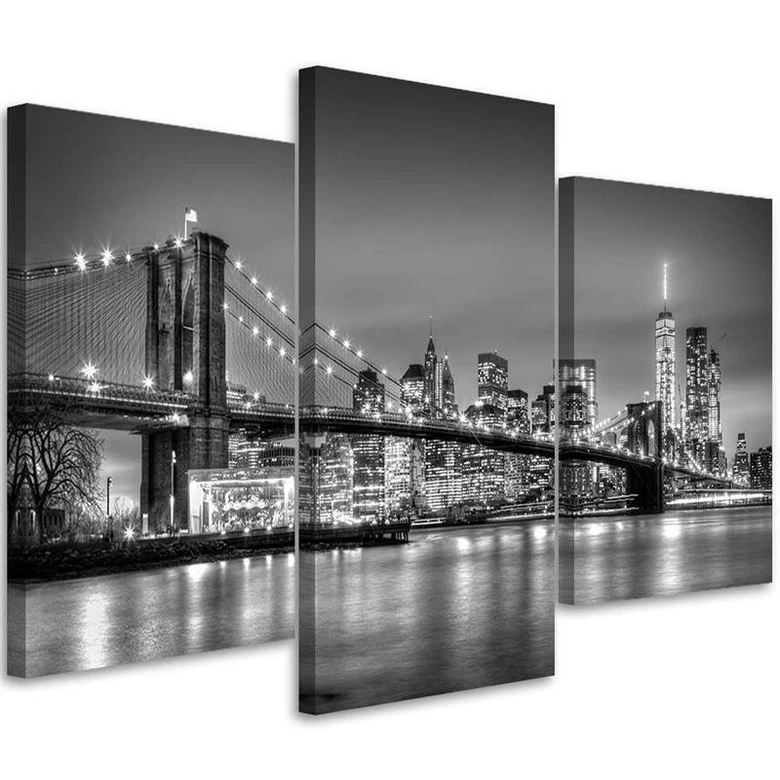Leinwandbild 3-teilig, New York Stadt Brooklyn Brücke 