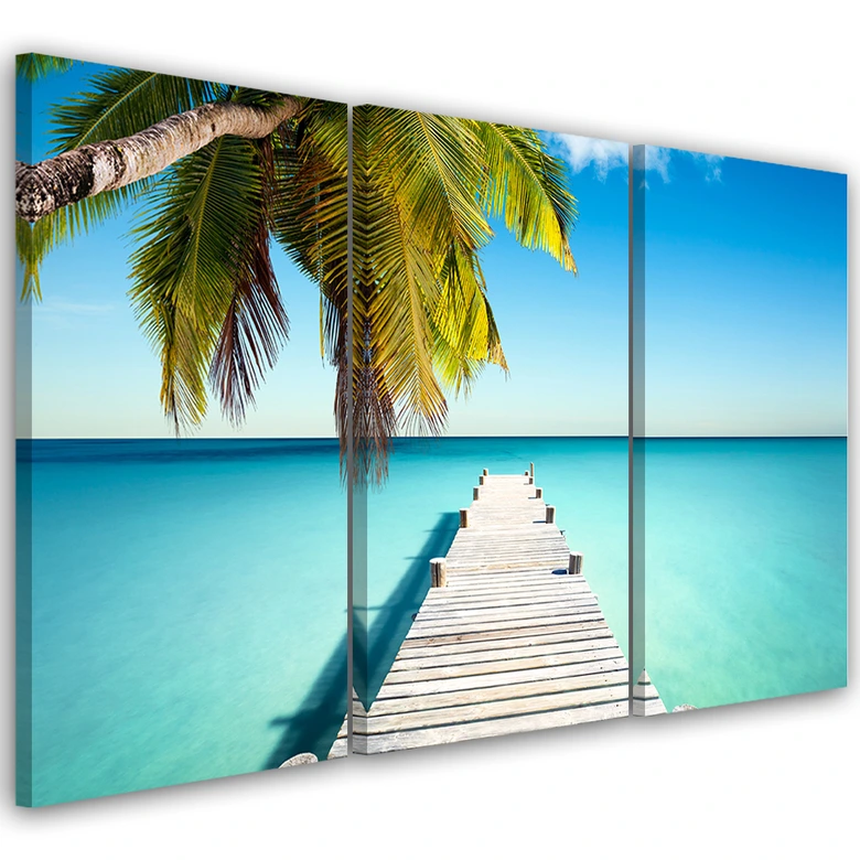 3-delige canvas print Tropisch Palm Beach 