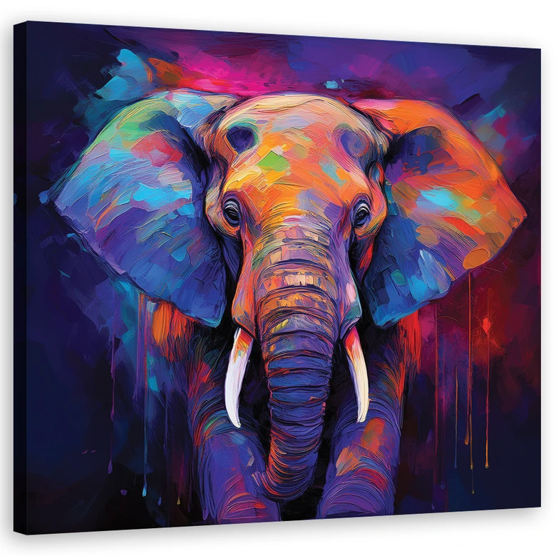 Leinwandbild Elefant Tiere Farbig 