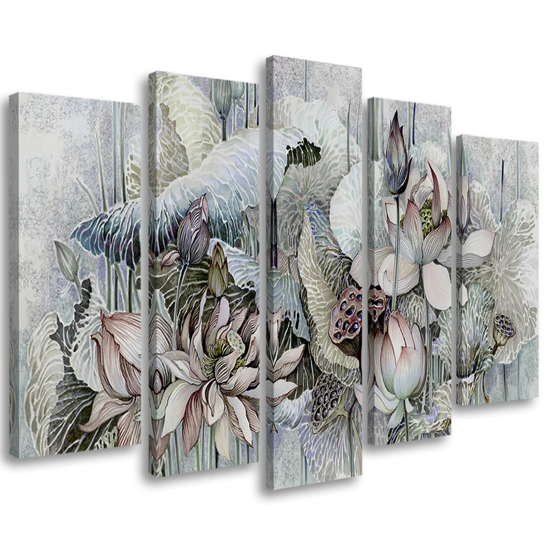 Leinwandbild 5 teilig, Saint Lotos Blumen 