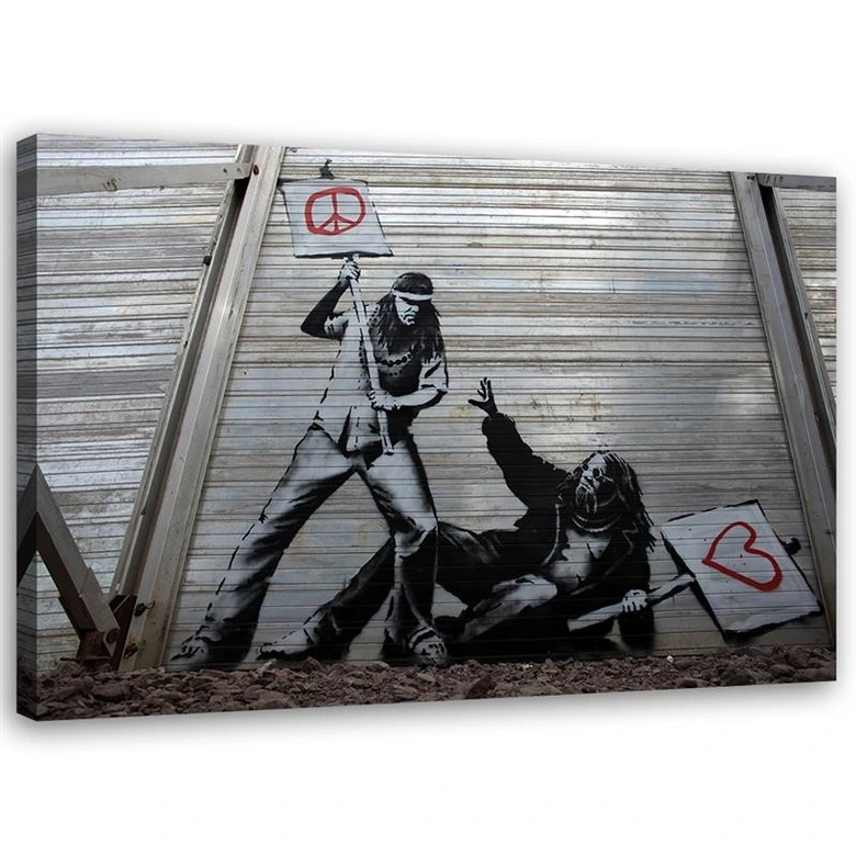 Tableau sur toile, graffiti Banksy 