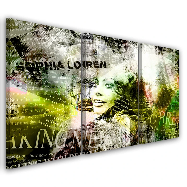 Leinwandbild 3-teilig, Sophia Loren 