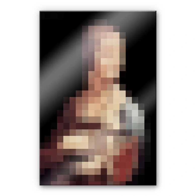 Acrylglasbild Pixelart - da Vinci - Die Dame mit dem Hermelin 
