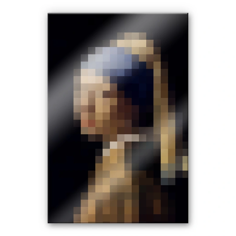Acrylglasbild Pixelart - Vermeer - Das Mädchen mit dem Perlenohrring 