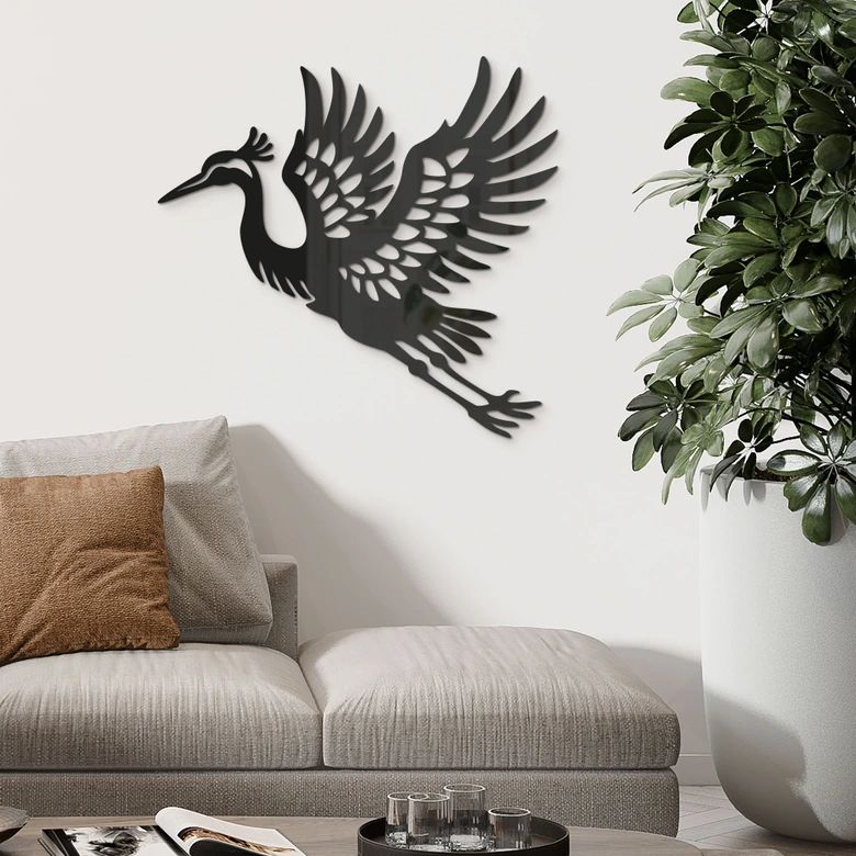 Wanddeko Kranich - eleganter Vogel - Acryldeko 
