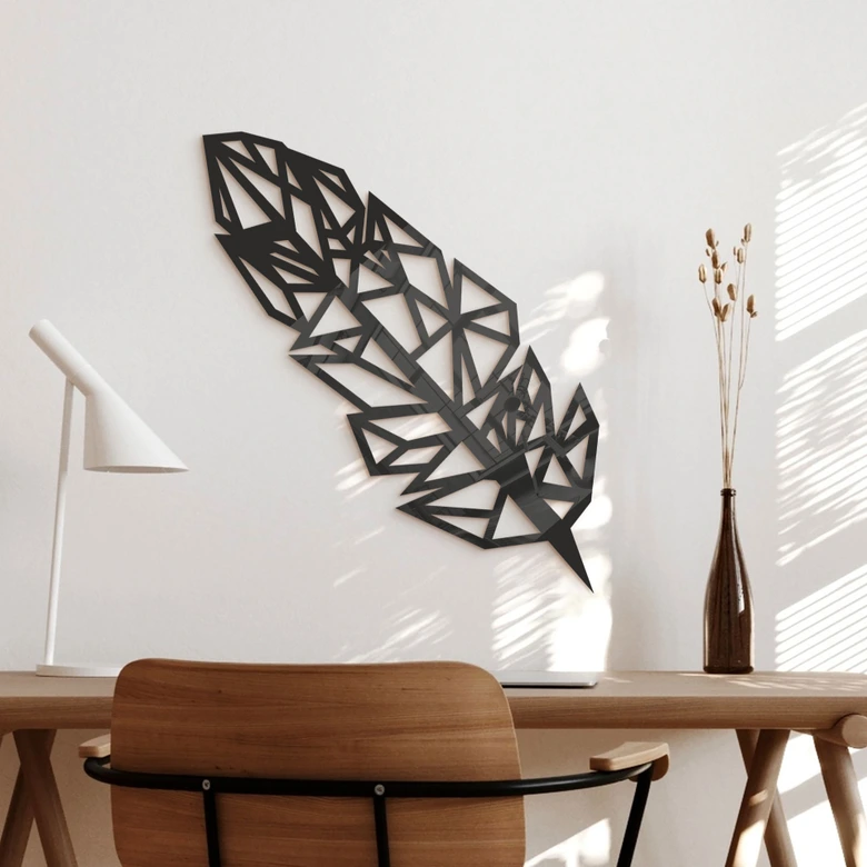 Decoro in acrilico origami - Piuma 