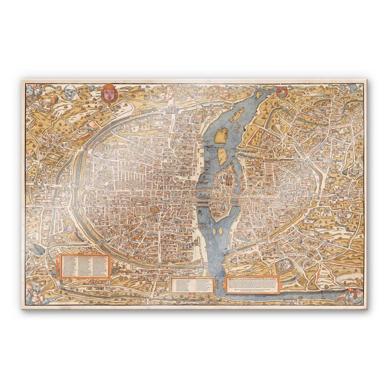 Acrylglasbild Historische Karte von Paris 