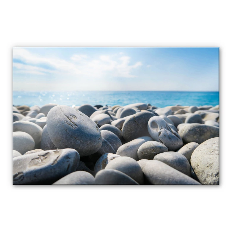 Tableau en verre acrylique - Plage de galets 01 