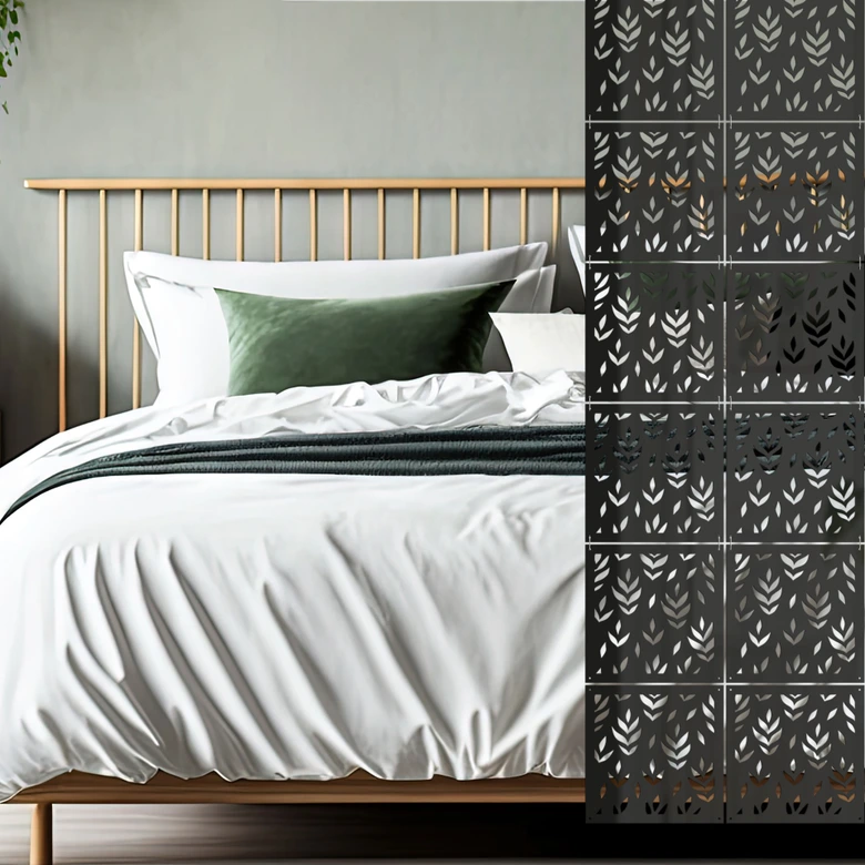 Ruimteverdeler, scheidingswand gebloemde bladeren - acryl  