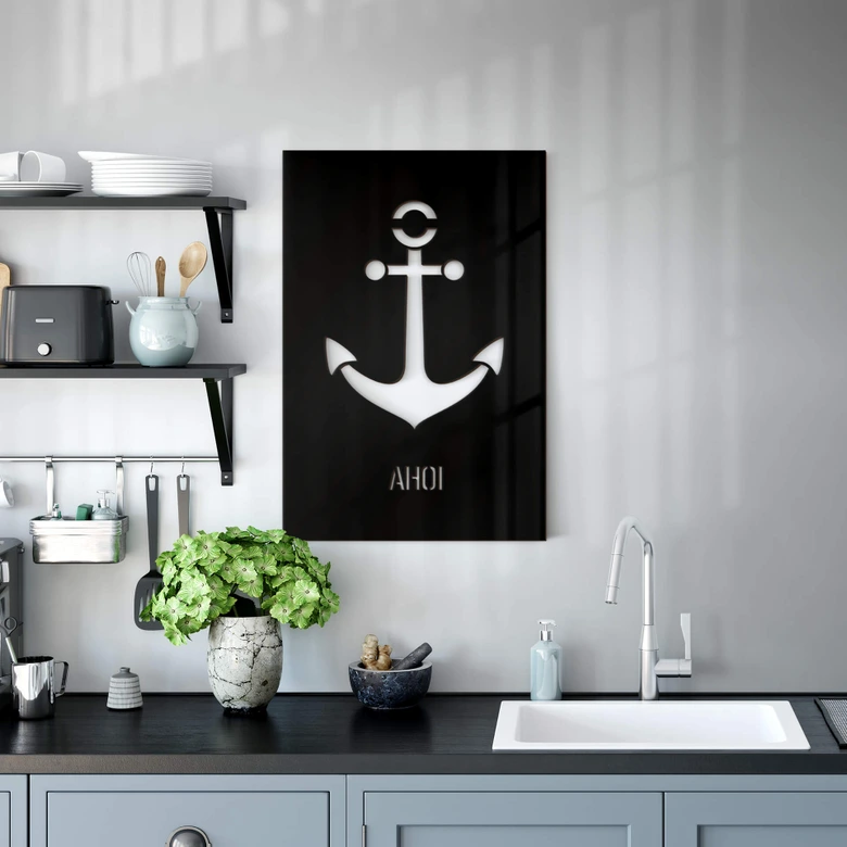 Dekobild Acrylglas - Ahoi  mit Anker 