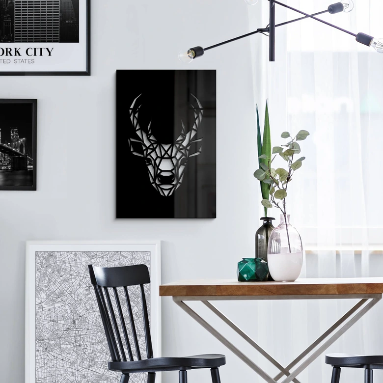 Cuadro decorativo cristal acrílico - Origami cabeza de ciervo 