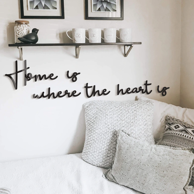 Lettres murales en verre acrylique Home is where the heart is (6 parties) 