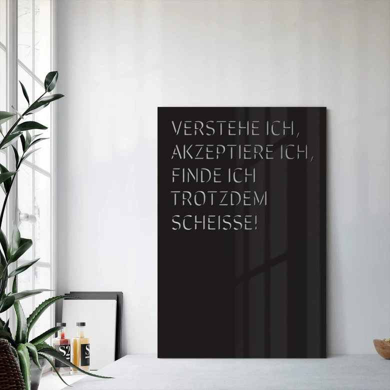 Dekobild Acrylglas - Verstehe ich, akzeptiere ich, find ich trotzdem scheiße 