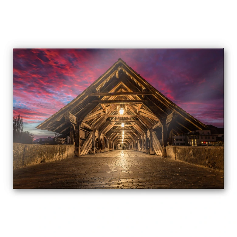 Acrylglasbild Huber - Old Wooden Bridge 