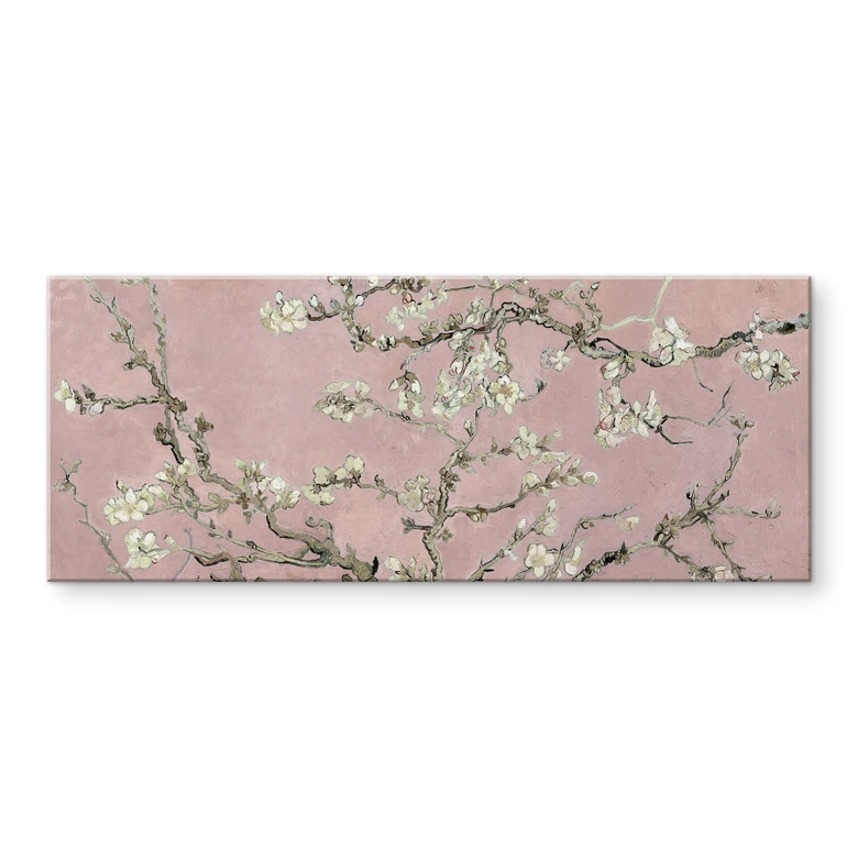 Tableau en verre acrylique van Gogh - Amandier en fleurs rose - Panorama 