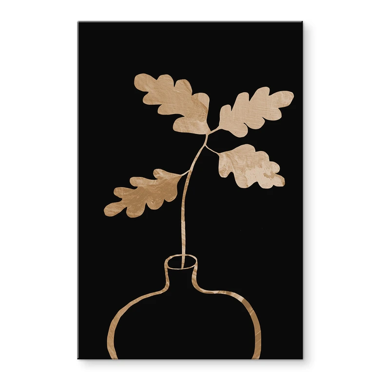 Acrylglasbild 1X Studio - Goldene Eichenblätter in einer Vase 