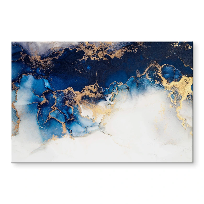 Acrylic print Abstract marble with blue and gold effect 
