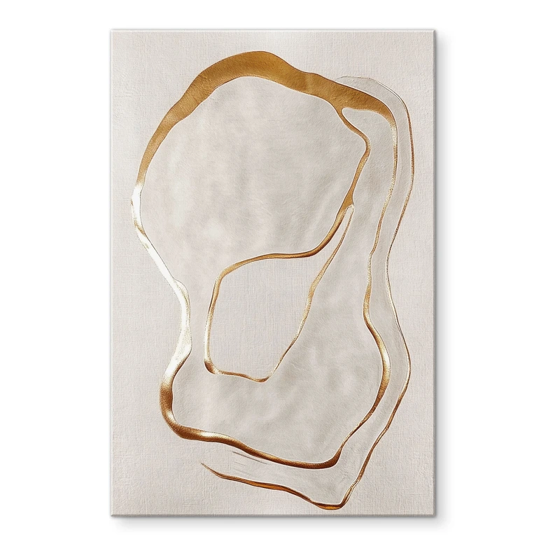 Acrylglasbild Abstrakte Line Art in Gold und Beige - Alma 