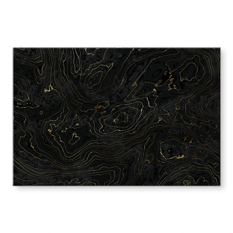 Acrylglasbild Abstrakte Linien Schwarz-gold - Amini 