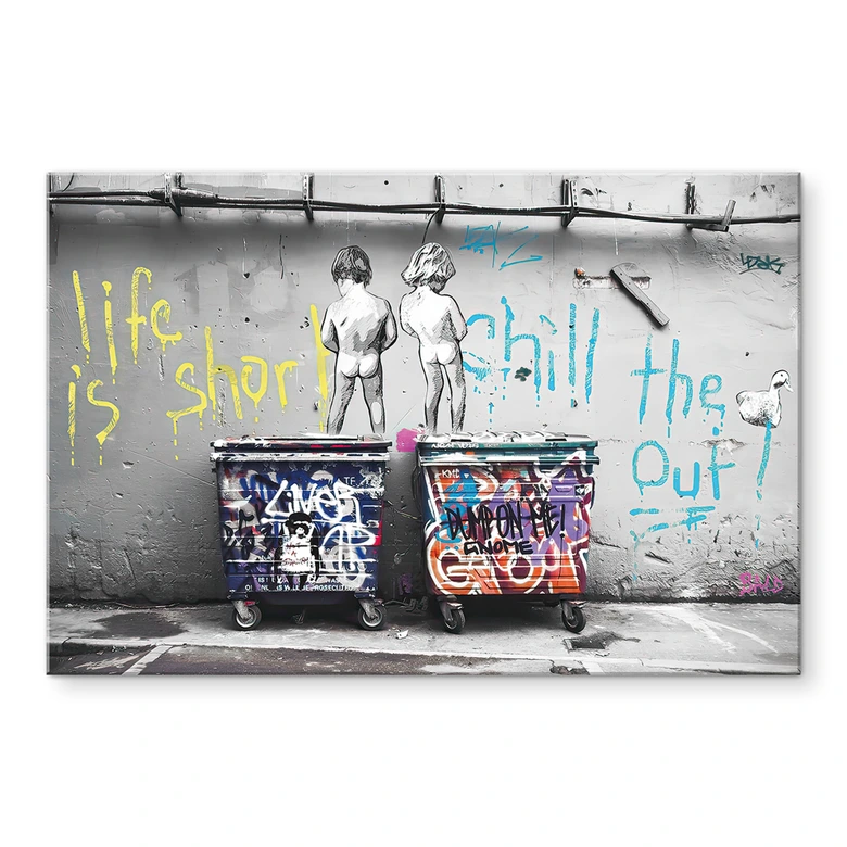 Tableau sur verre acrylique Banksy - Life is short 