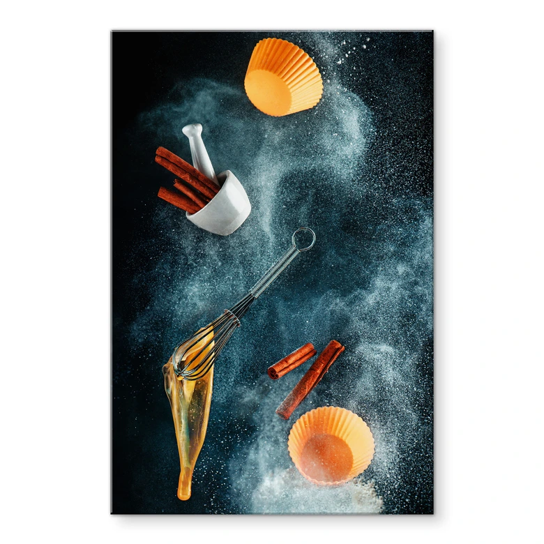 Acrylglasbild Belenko - Kitchen mess: cinnamon cupcake 