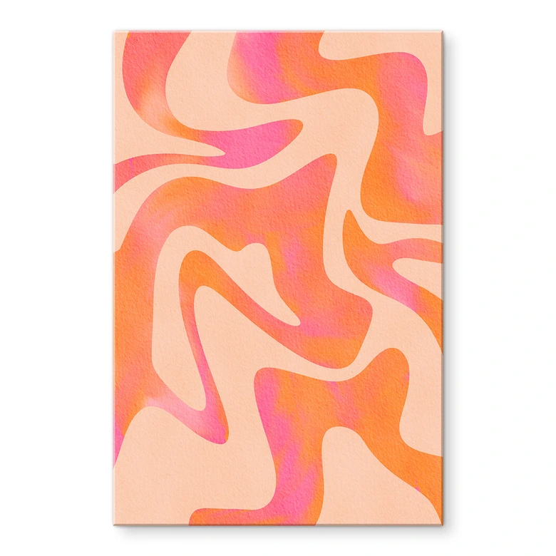 Acrylglasbild Abstrakte Wellen in Orange-pink - Bloom 
