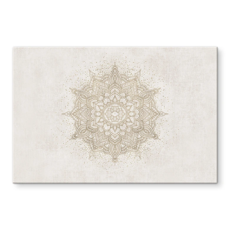 Acrylglasbild Boho Ornament in Leinenoptik, Mandala - Bloomery Decor 