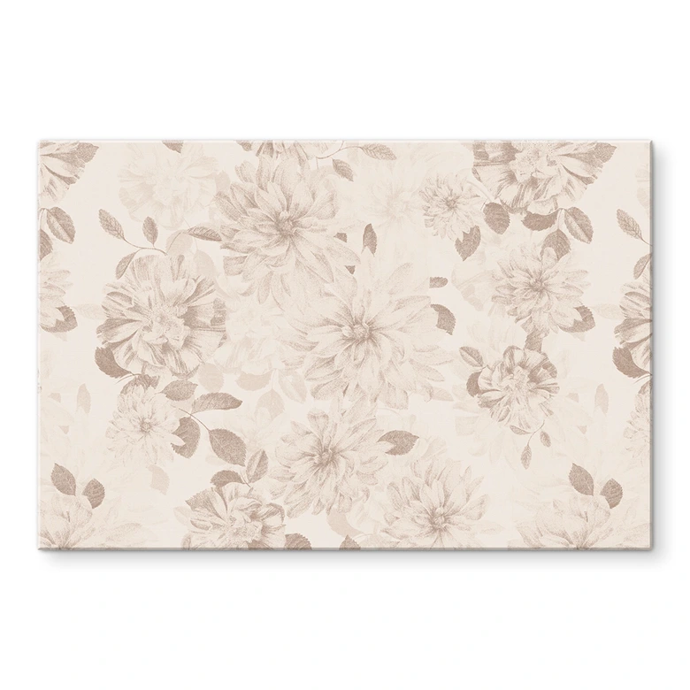 Tableau en verre acrylique Dahlias Shabby Chic Beige - Bloomery Decor 