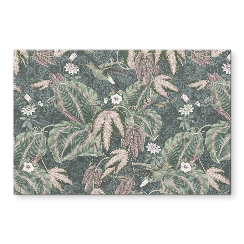 Tableau en verre acrylique Colibri dans la forêt tropicale - Bloomery Decor 