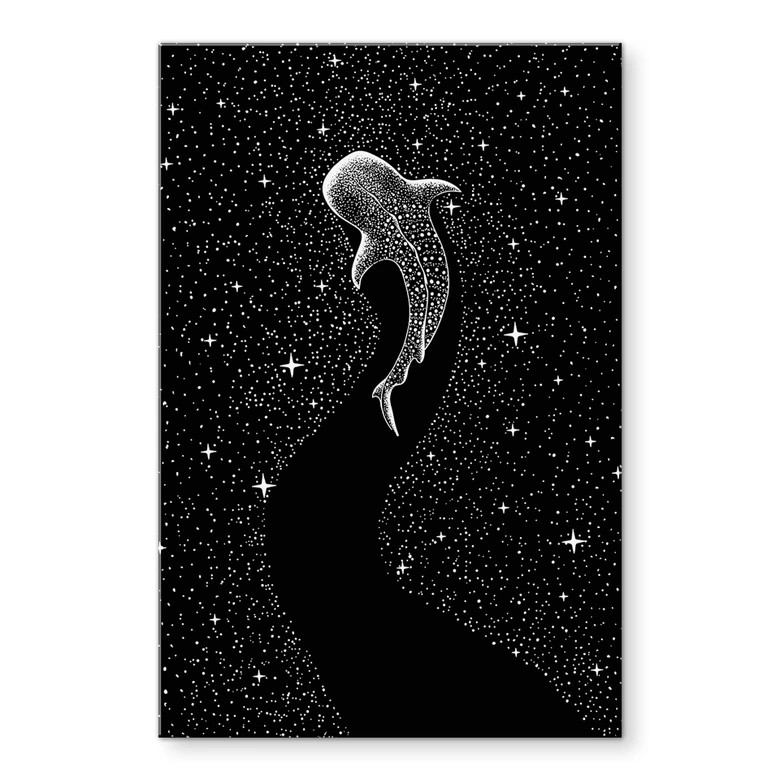 Tableau en verre acrylique requin-baleine dans l'océan des étoiles - Cakir 