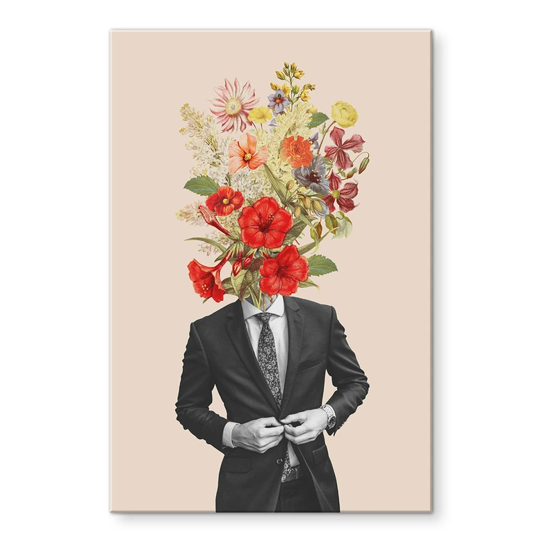 Acrylglasbild Mann im Anzug mit Wildblumen - Frida Floral Studio 