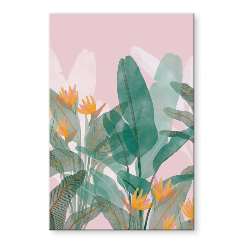 Acrylglas Botanische illustratie in groen en roze - Goed Blauw 