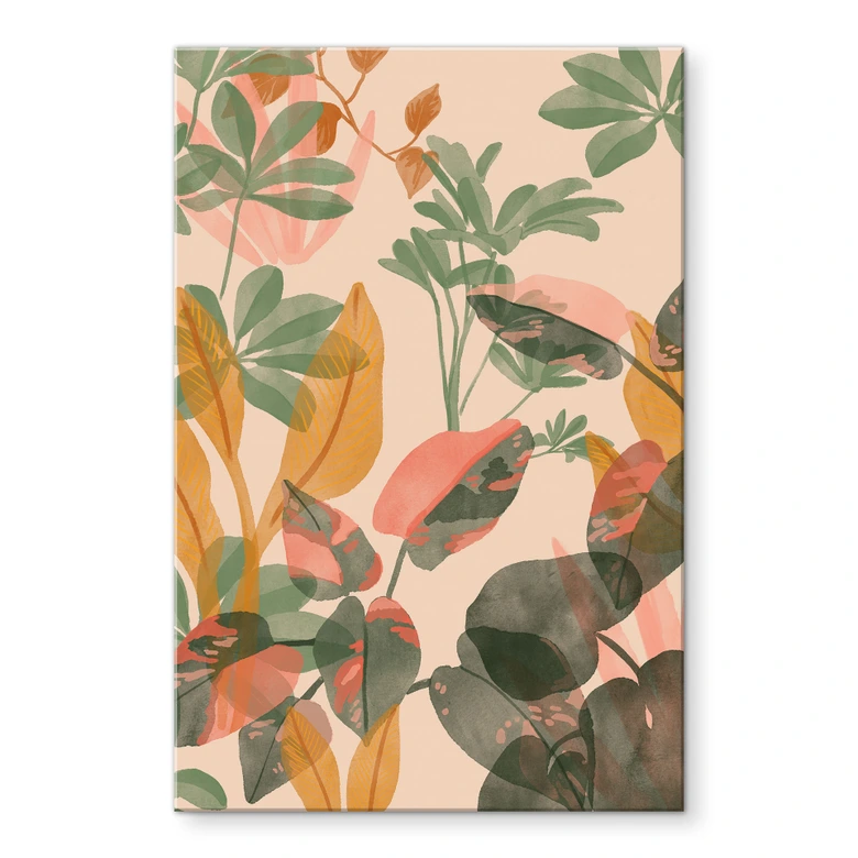 Tableau en verre acrylique Jardin avec plantes tropicales - Goed Blauw 