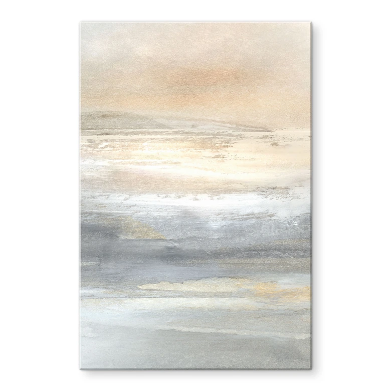 Acrylglasbild Gold-graue Landschaft aus Pinselstrichen - Hobday 