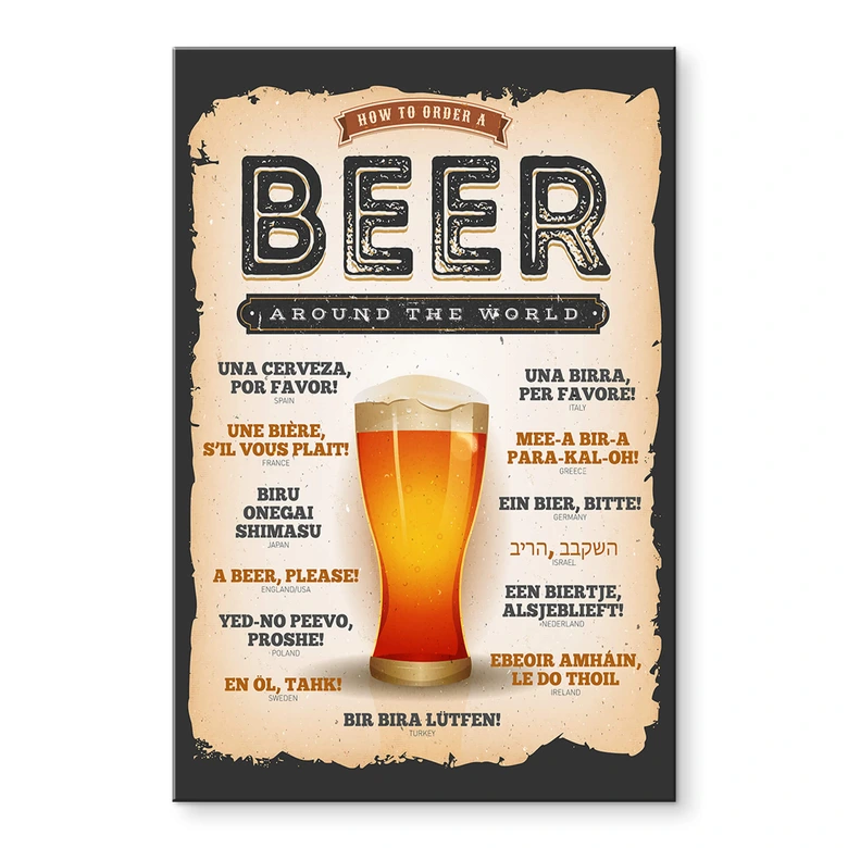 Acrylglasbild How to order a beer around the world 