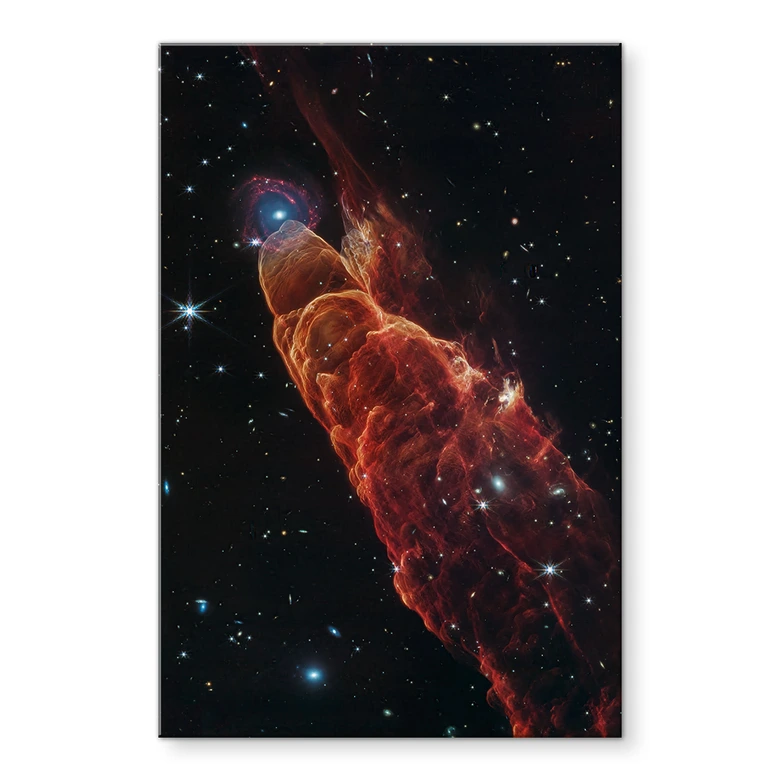 Acrylglasbild James Webb Telescope - Kosmischer Wirbelsturm Herbig Haro 49/50 