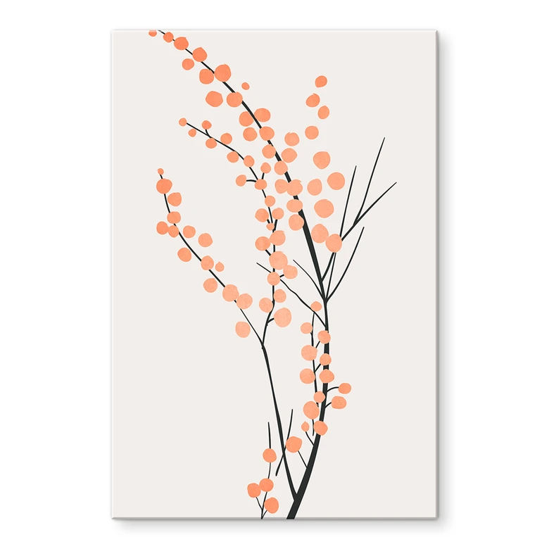 Tableau sur verre acrylique Fleurs de cerisier couleur pêche - Kubistika 