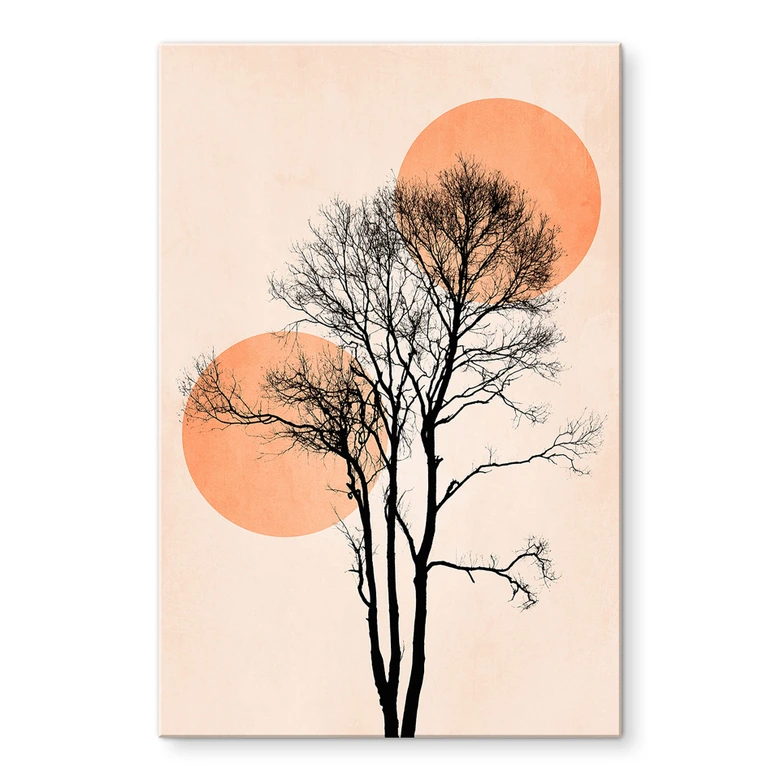 Plexiglas Zon en maan in oranje - Kubistika 